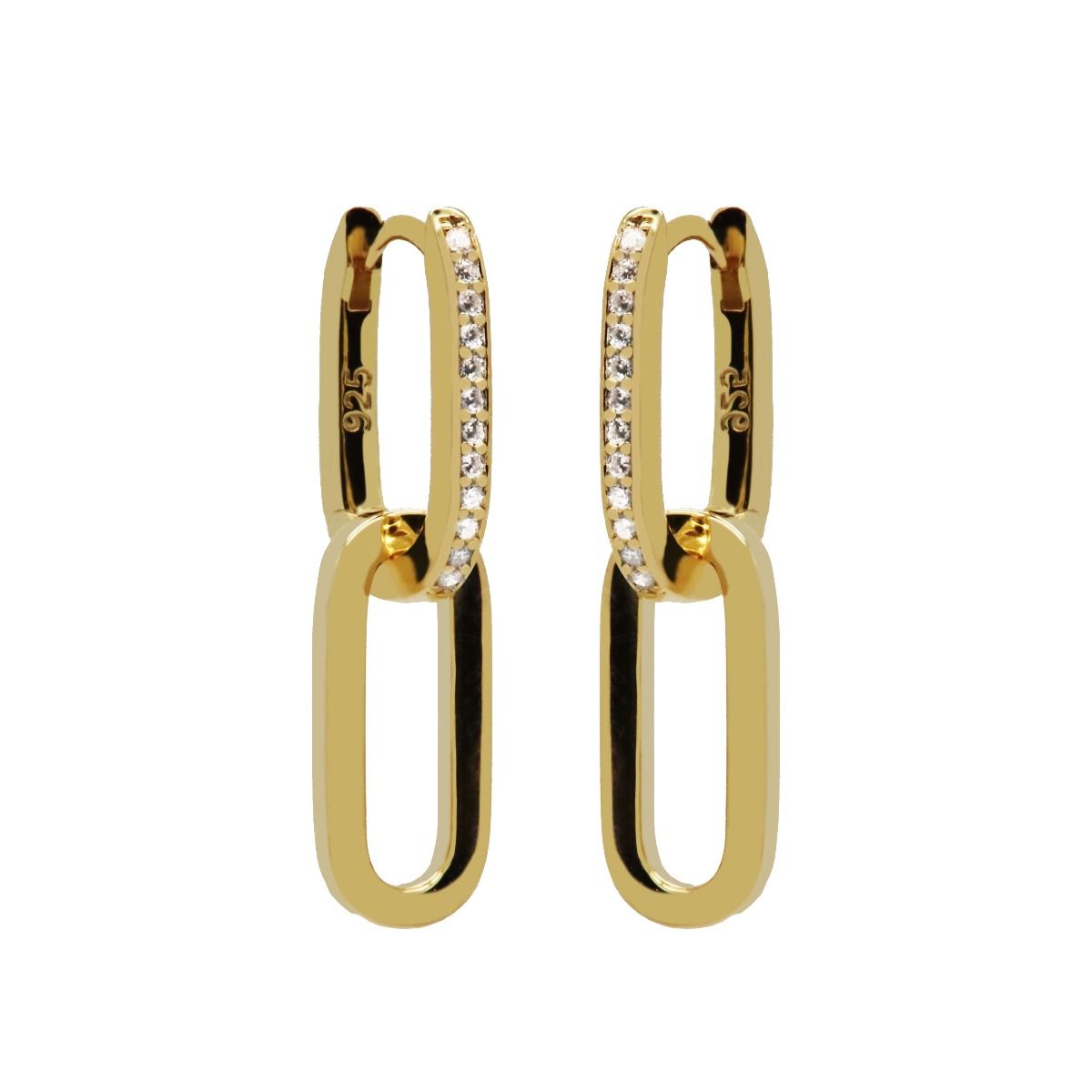 Karma Plain Hinged Hoops Zirconia Densely Plated H233GP oorbellen