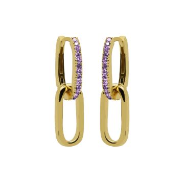 Karma Hinged Hoops Zirconia LAVENDER Densely Goldplated oorbellen