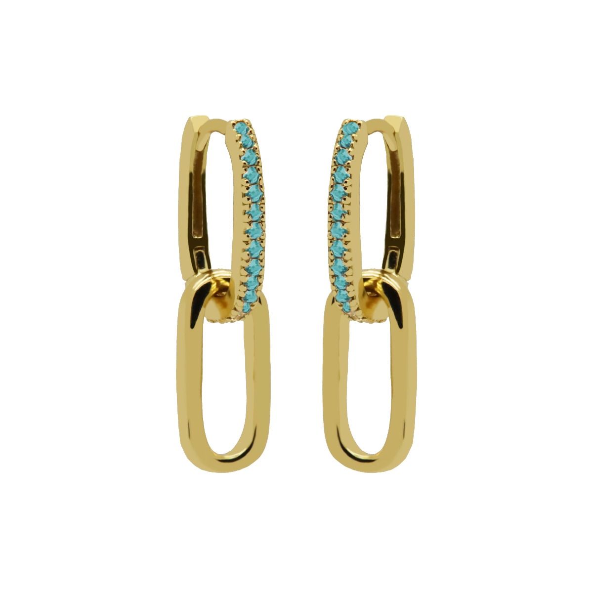 Karma Hinged Hoops Zirconia Sieraad TURQOISE Goud oorbellen