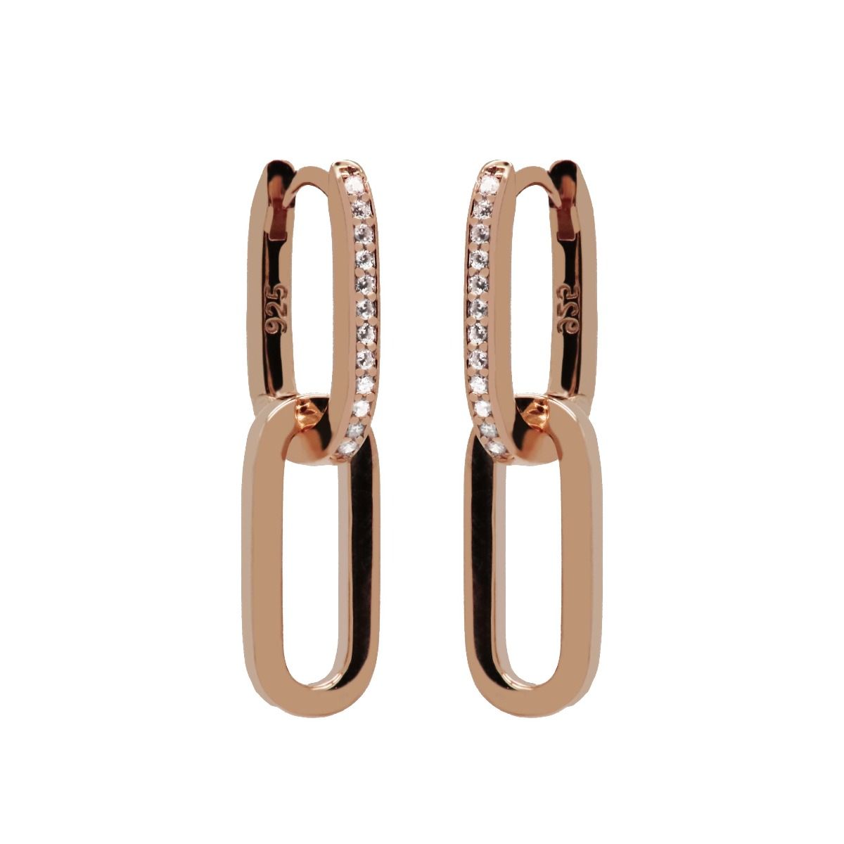 Karma Hinged Hoops Zirconia Densely Roseplated H233RP oorbellen
