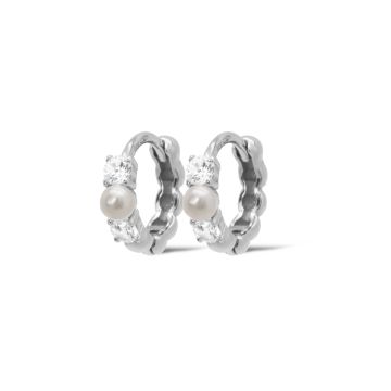 Karma Hinged Hoops Pearl Sieraad oorbellen