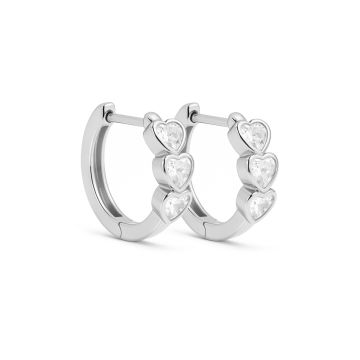 Karma Hinged Hoops AMOUR Zirconia Hearts 12mm H654S oorbellen