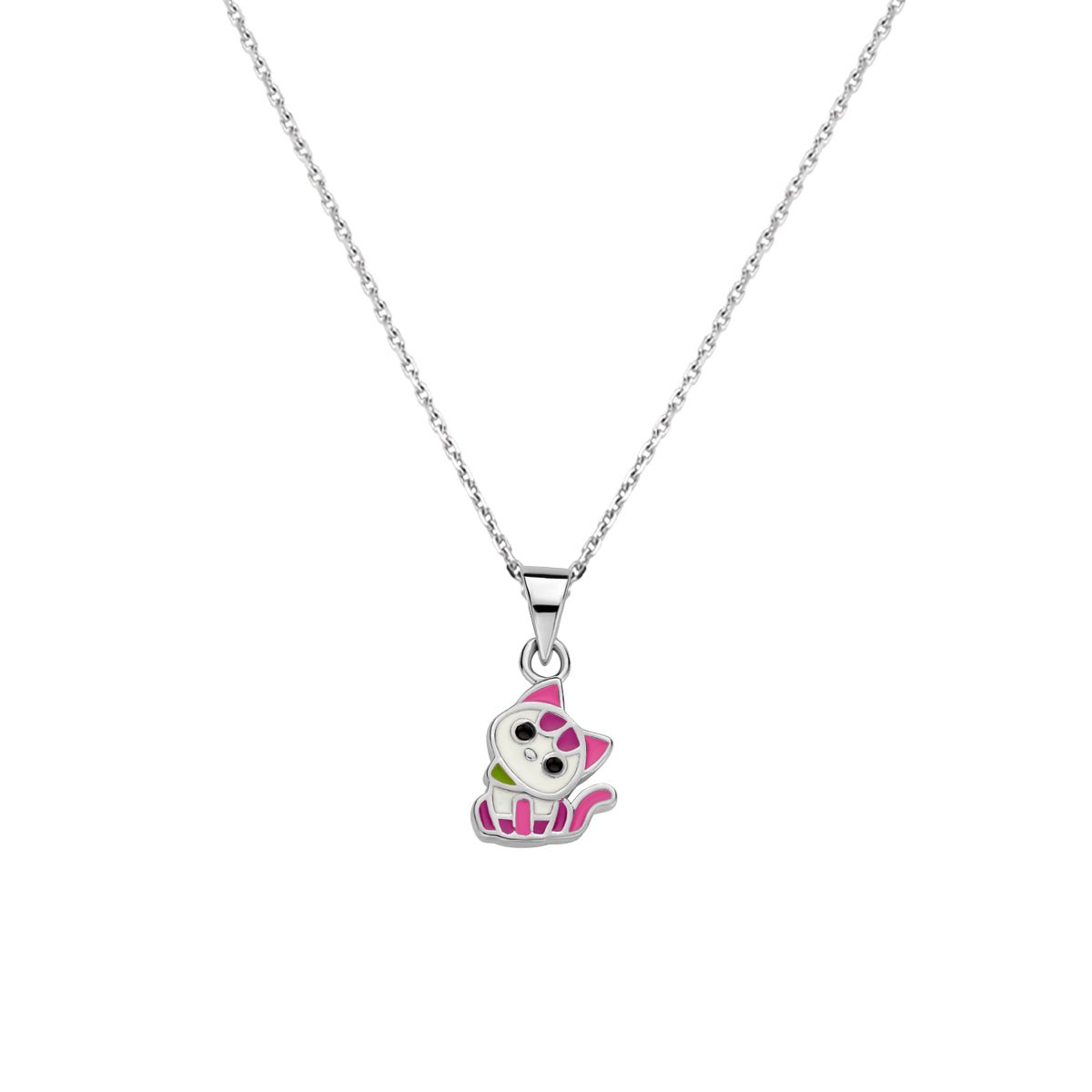 Fantasy Collection Collier emaille poes 36 + 4 cm zilver