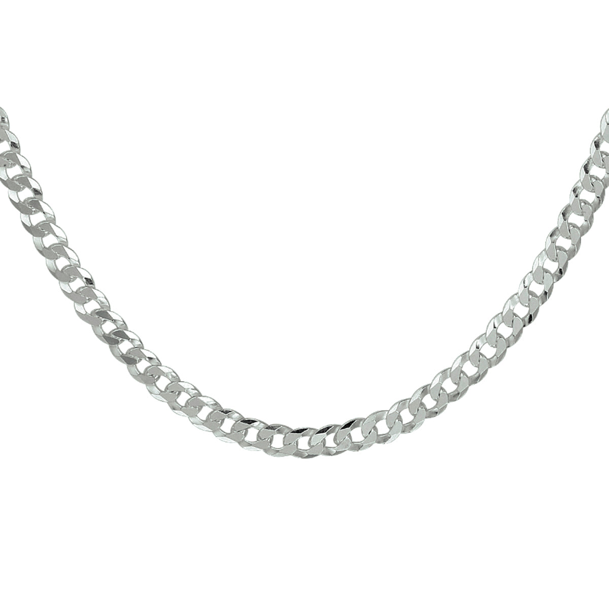 Fantasy Collection Collier gourmette 6 zijdes geslepen 4,3 mm zilver
