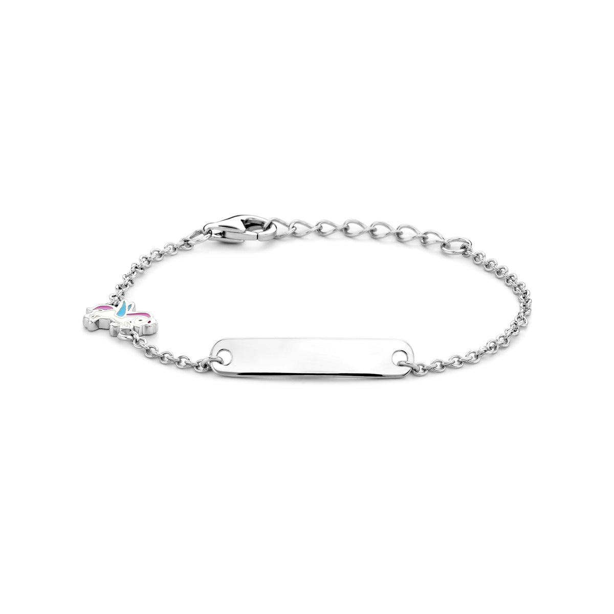 Fantasy Collection Graveerarmband eenhoorn plaat 4,5 mm 11 + 2 cm zilver