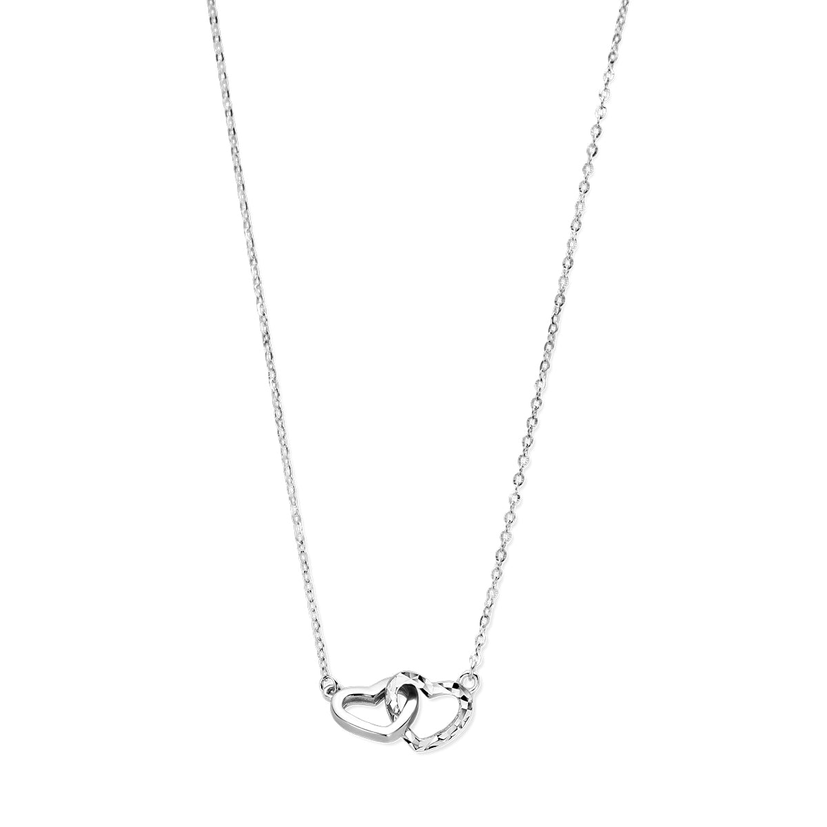 Fantasy Collection Collier hartjes gediamanteerd 41 + 4 cm zilver