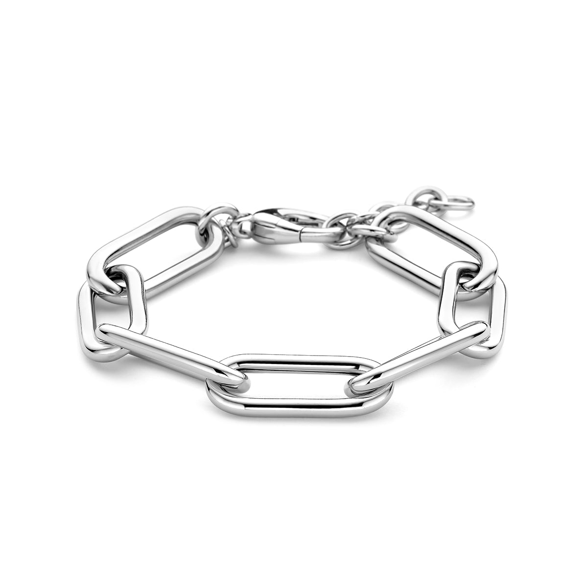 Fantasy Collection Armband paperclip ronde buis 11,5 mm 19 + 3 cm zilver