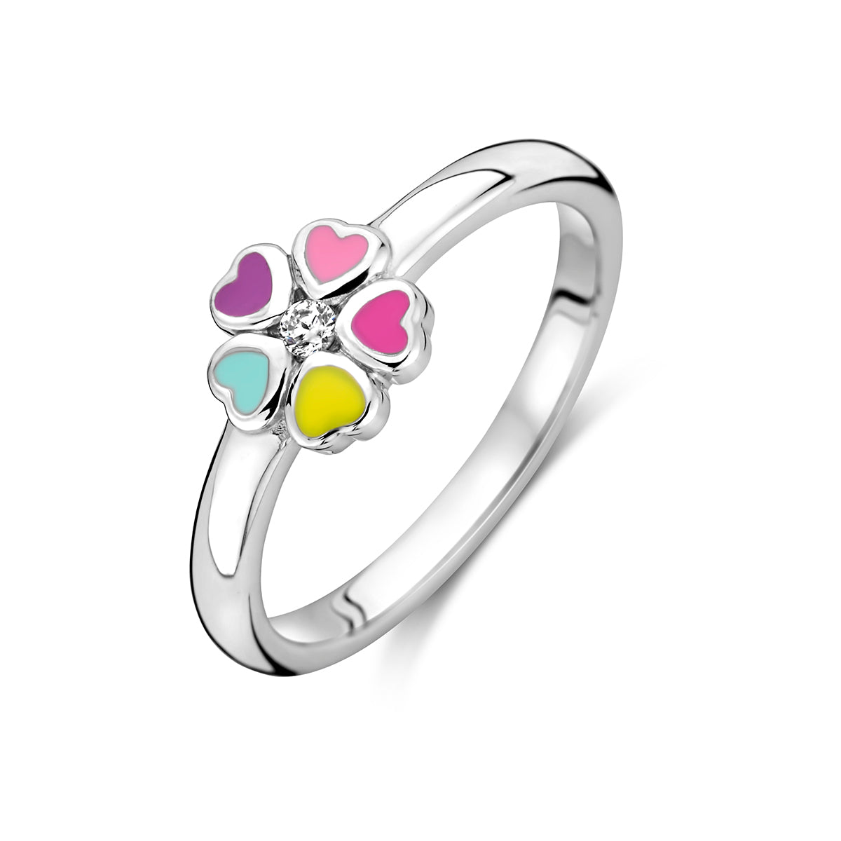 Fantasy Collection Ring bloem zirkonia emaille zilver