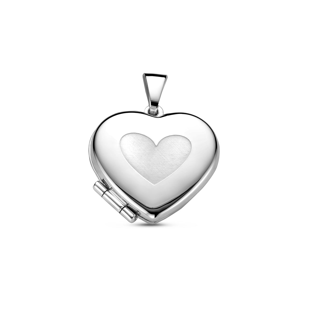 Fantasy Collection Medaillon hart poli/mat 15,5 mm zilver hanger