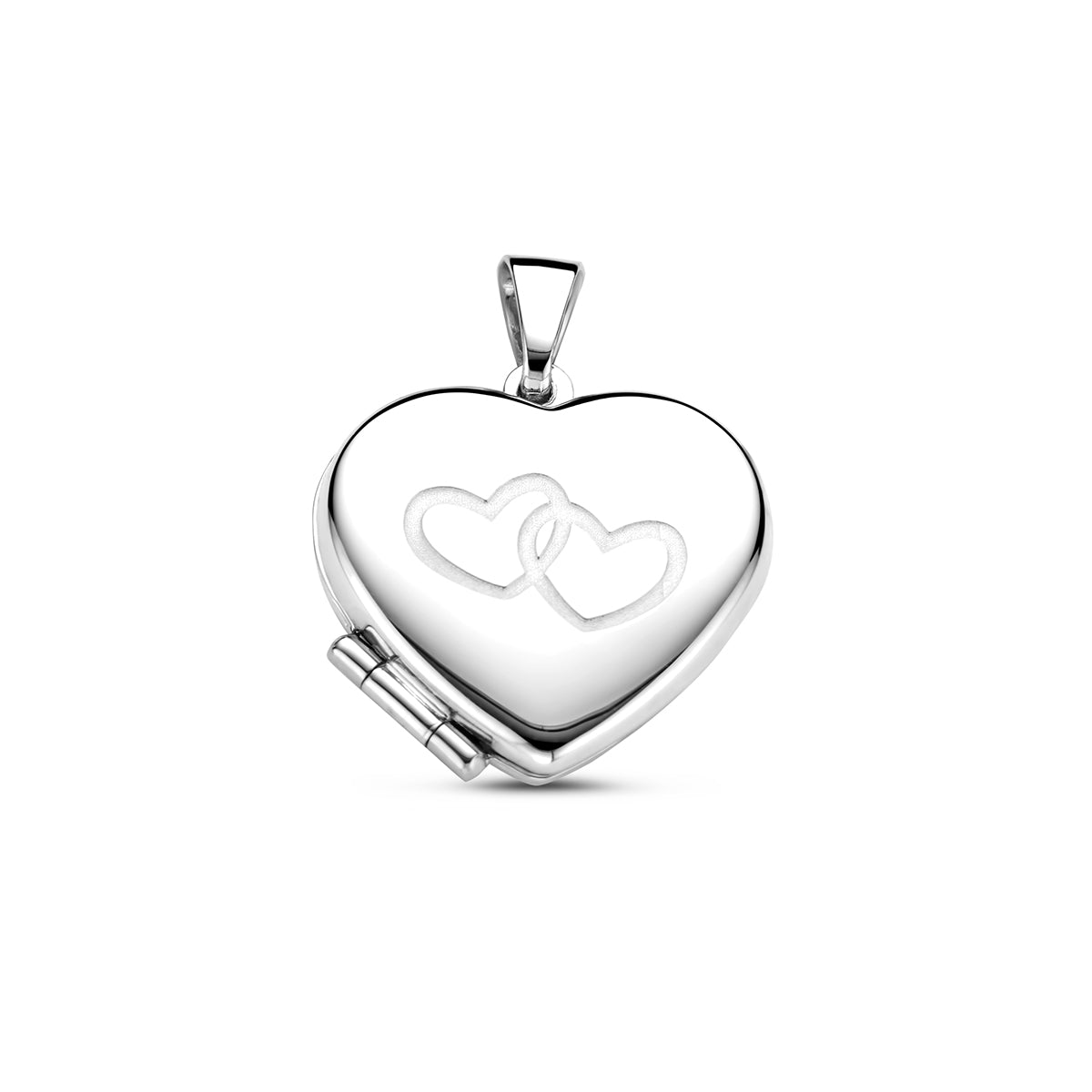 Fantasy Collection Medaillon hart poli/mat 15,5 mm zilver hanger