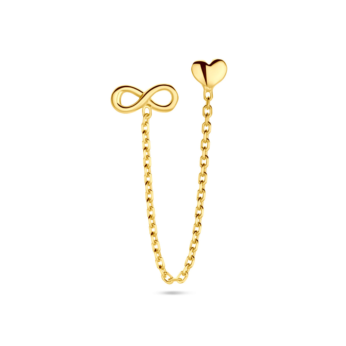 Fantasy Collection Oorbellen hart en infinity per stuk 1 micron zilver verguld