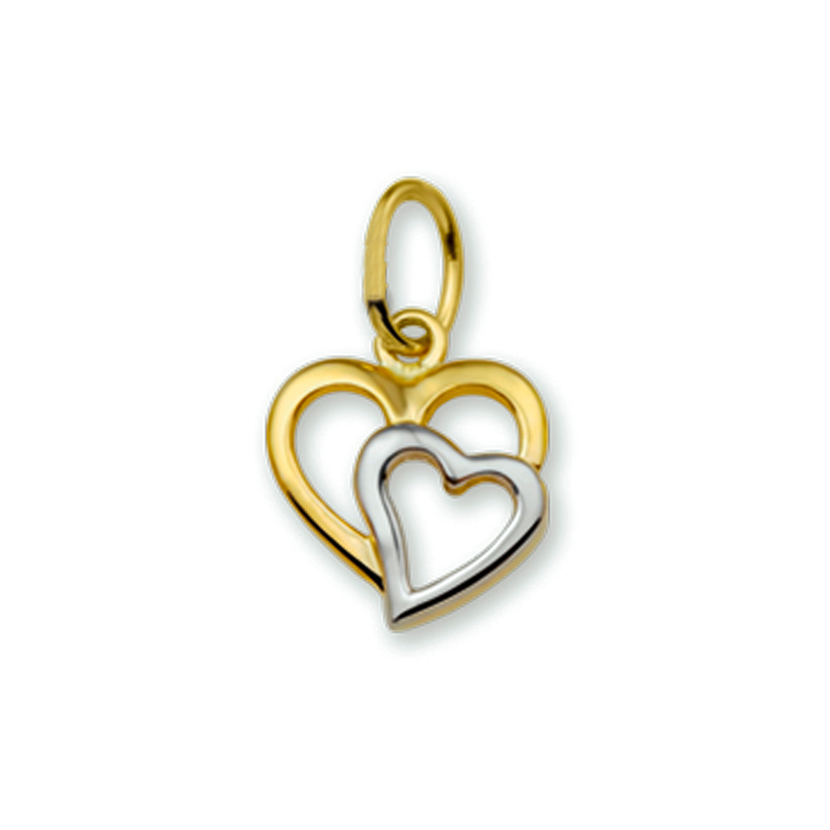 Fantasy Collection Hanger hart bicolor gestift 9 mm 14K geelgoud