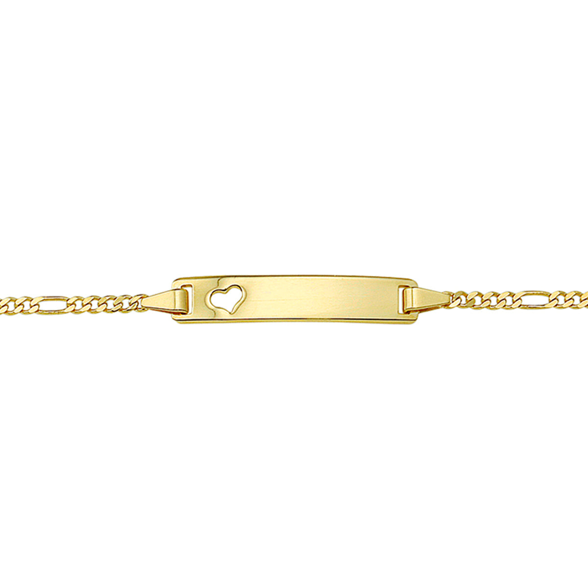 Fantasy Collection Graveerarmband hart figaro plaat 5,0 mm 14K geelgoud