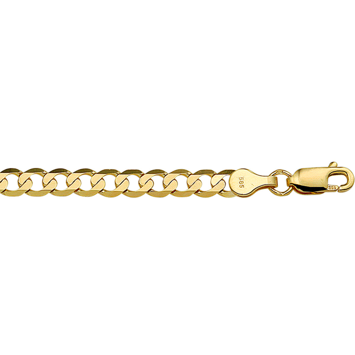 Fantasy Collection Armband gourmette wijd 6 zijdes geslepen 4,8 mm massief 14K geelgoud