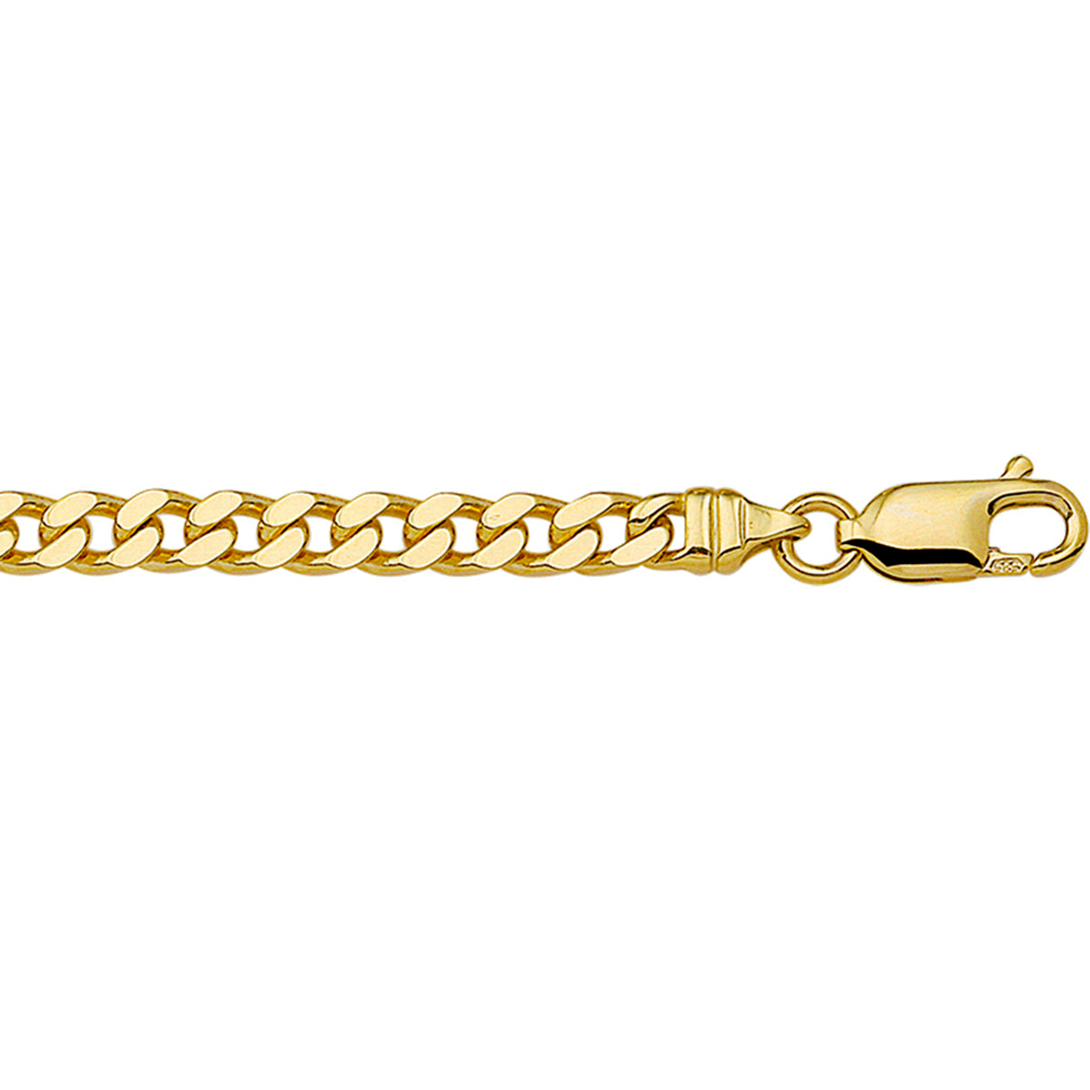 Fantasy Collection Geslepen 4 zijdes geslepen gourmette 4,2 mm massief 14K geelgoud halsketting