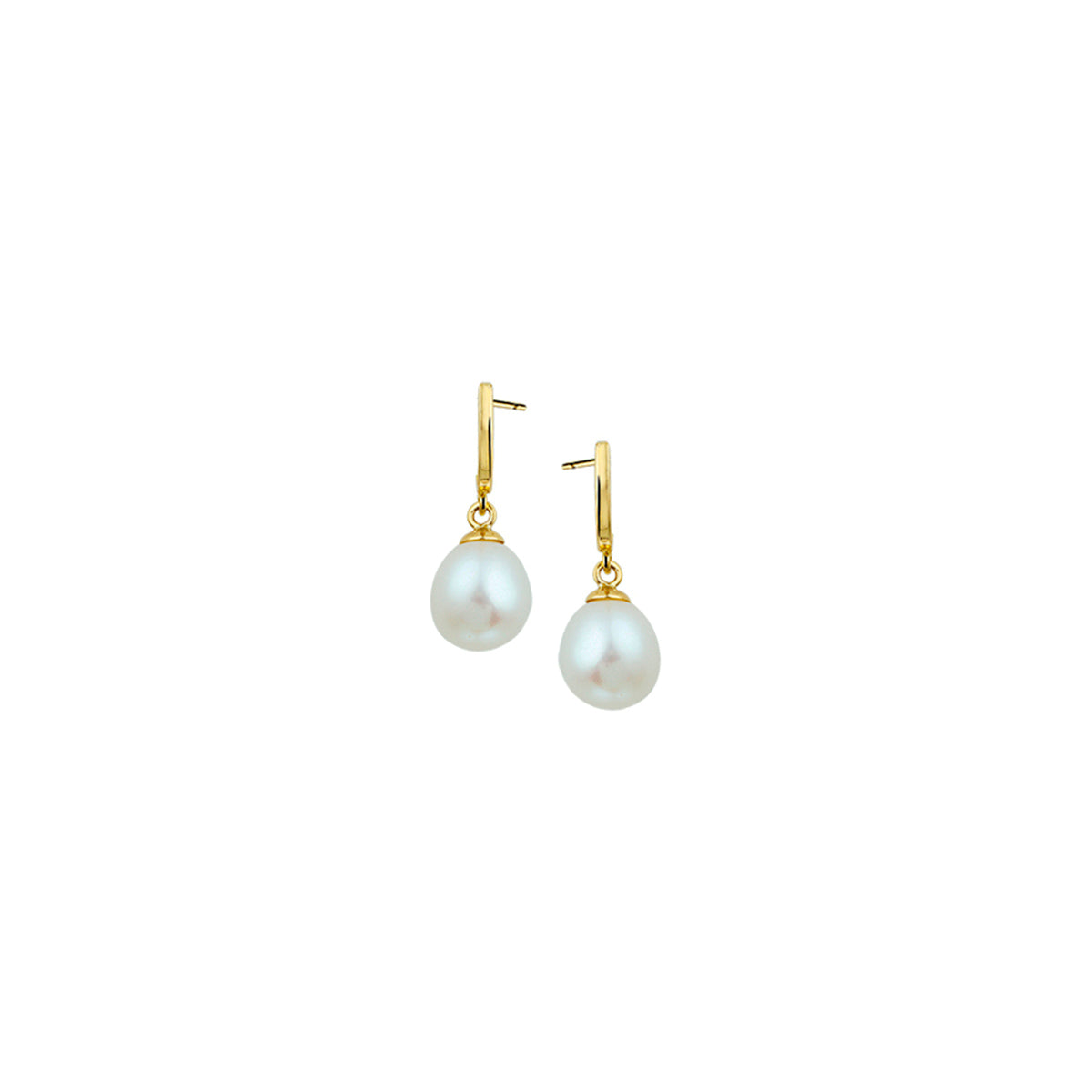 Fantasy Collection Hangende oorbellen parel 12 x 8,5 mm 14K geelgoud