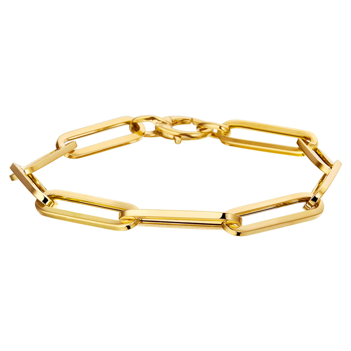 Fantasy Collection Armband paperclip vierkante buis 6,0 mm 19 cm 14K geelgoud