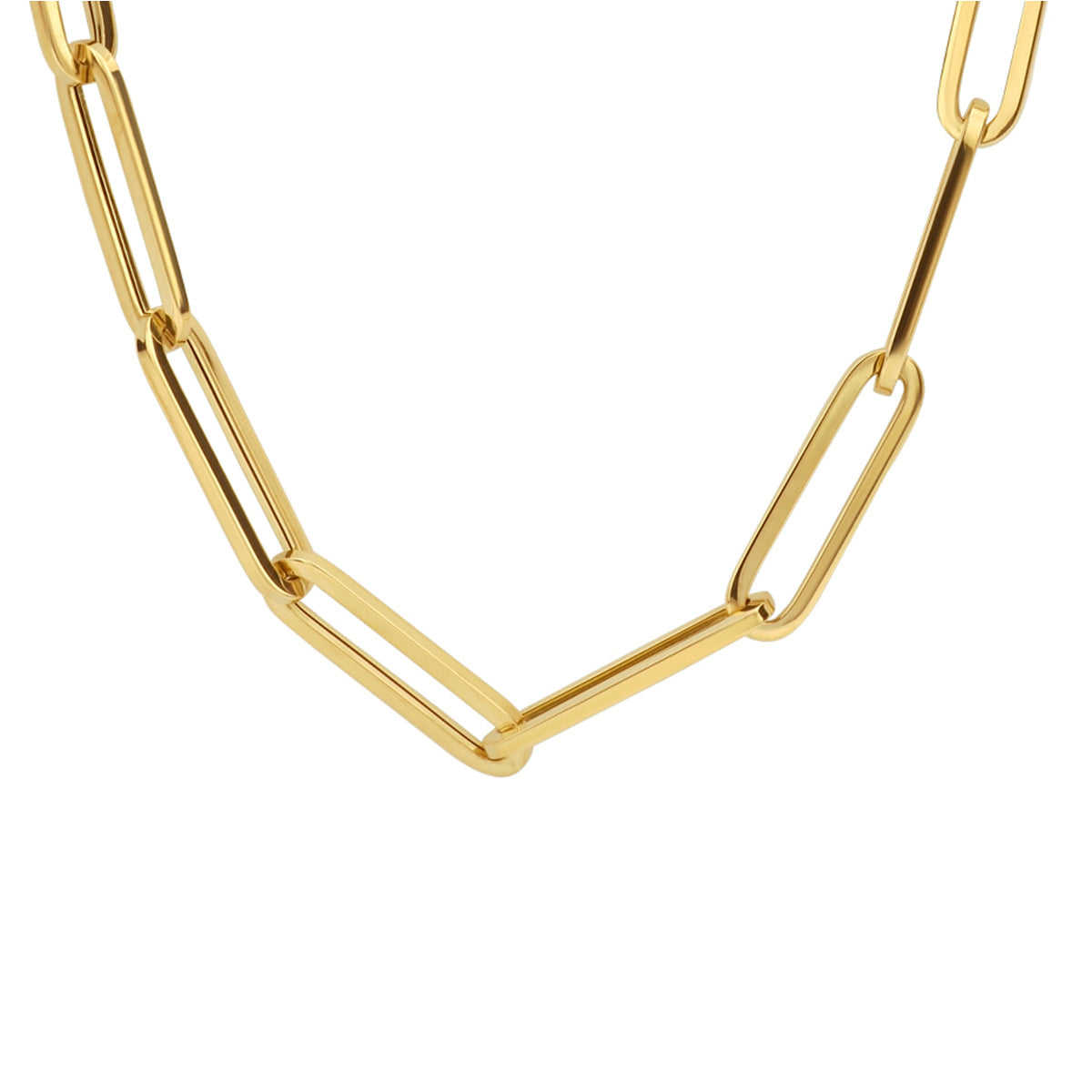 Fantasy Collection Collier paperclip vierkante buis 6,0 mm 45 cm 14K geelgoud