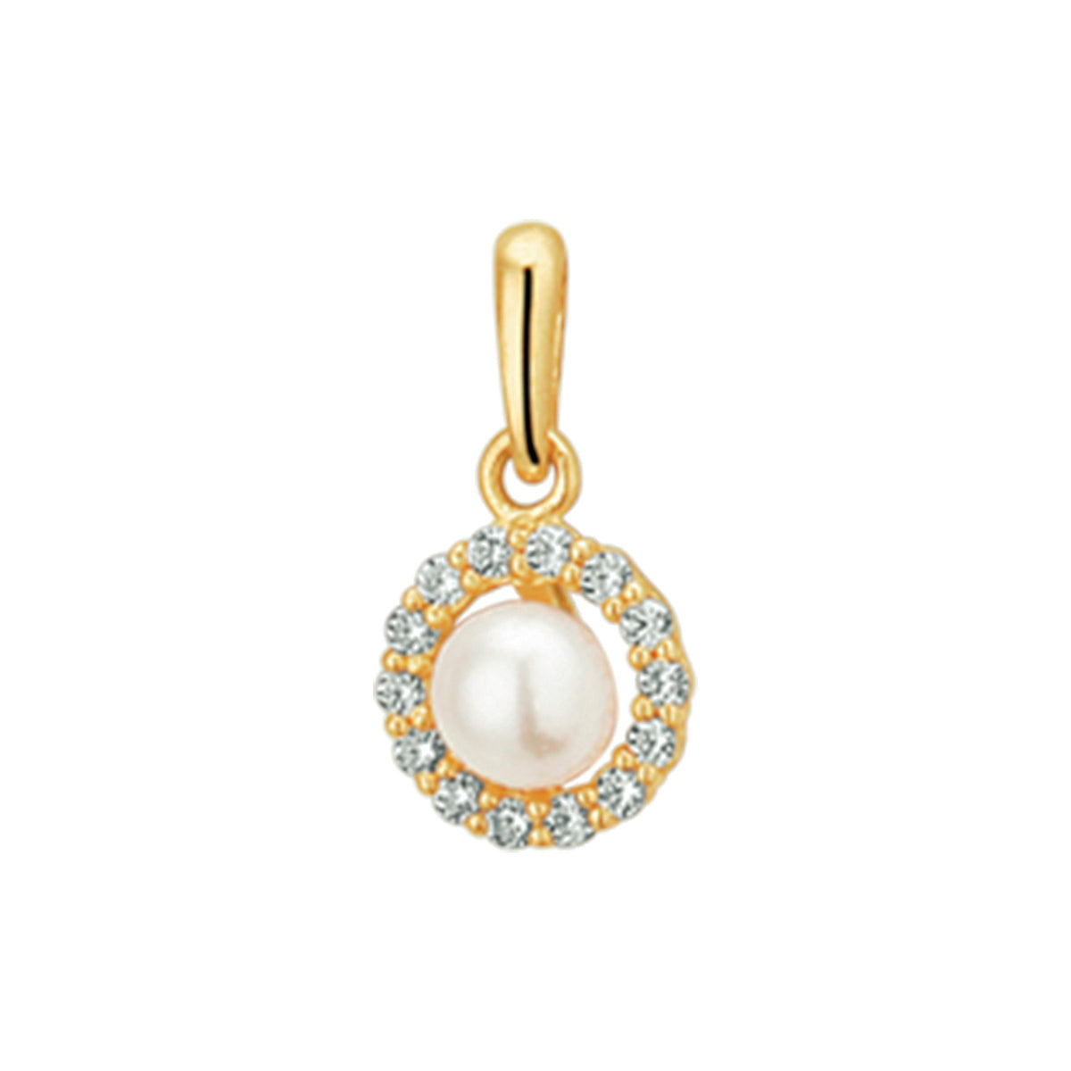 Fantasy Collection Hanger parel en zirkonia 13 mm 14K geelgoud