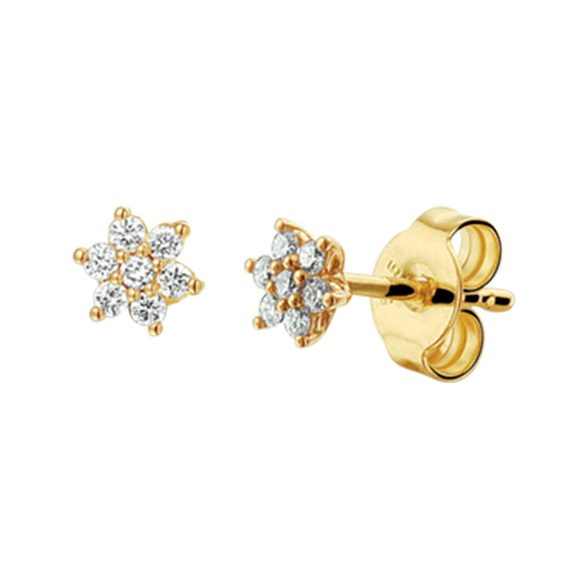 Fantasy Collection Oorbellen ster diamant 0.14ct (2x0.07ct) h si halo 14K geelgoud
