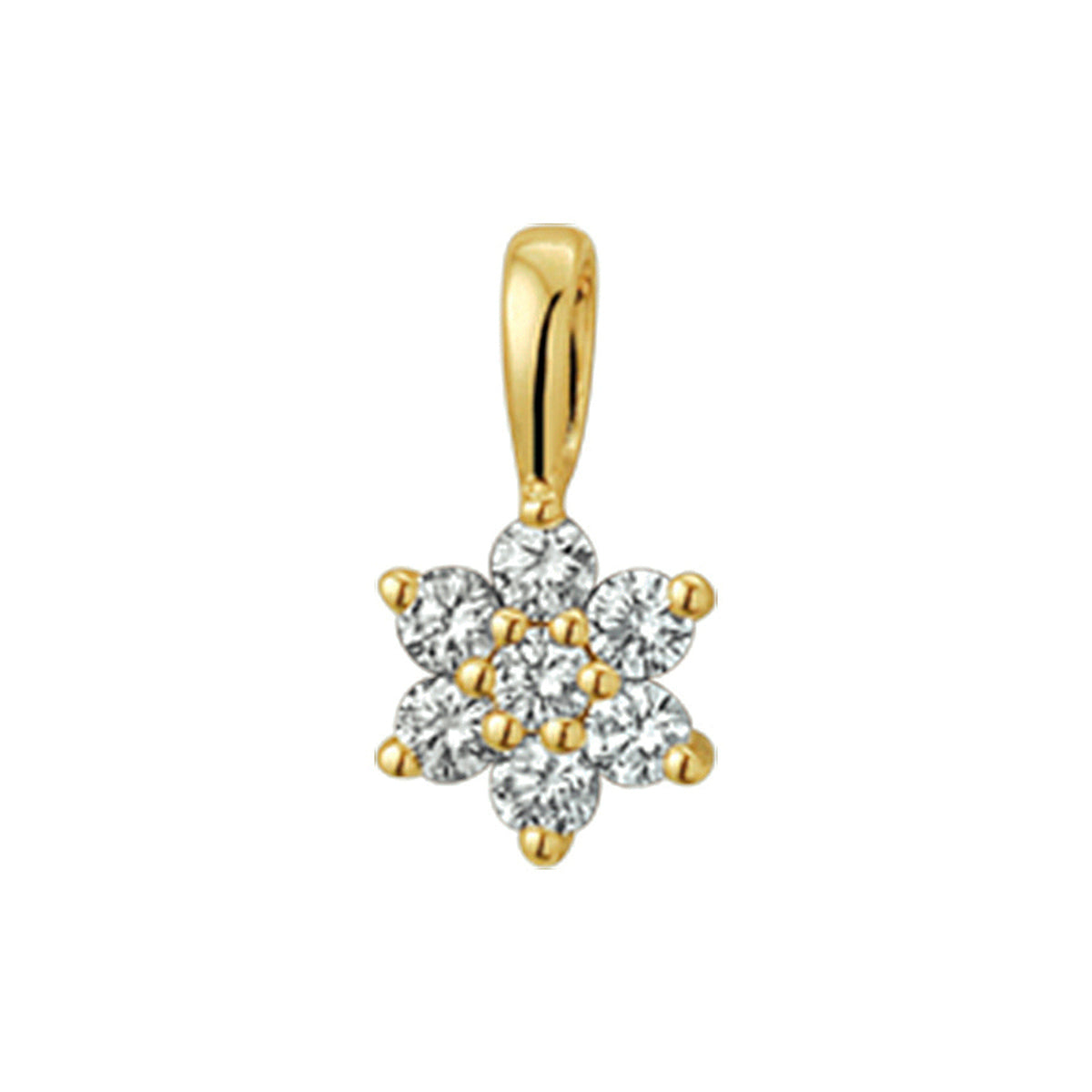 Fantasy Collection Hanger ster diamant 0.14ct h si halo 10 mm 14K geelgoud