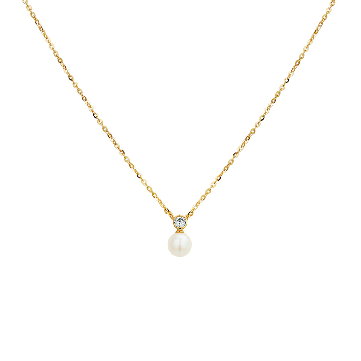 Fantasy Collection Collier parel en zirkonia 41 - 43 - 45 cm 14K geelgoud