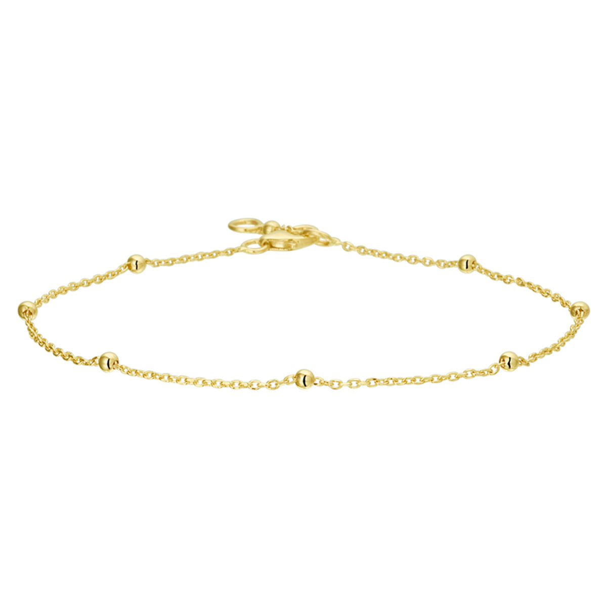 Fantasy Collection Armband anker bolletjes 1,0 mm 17 - 19 cm 14K geelgoud