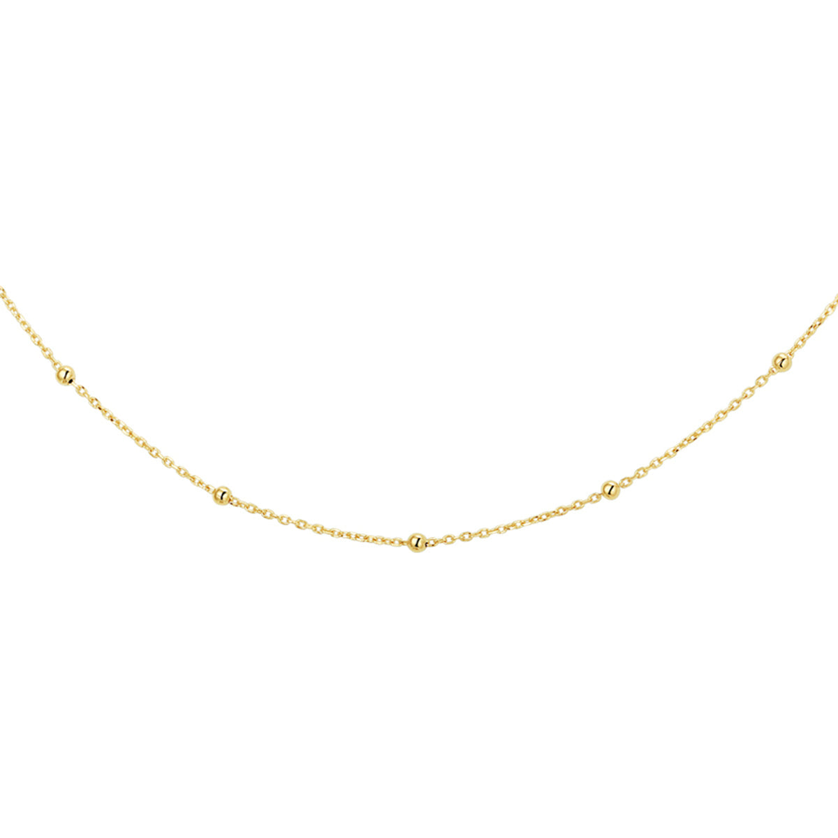 Fantasy Collection Collier anker bolletjes 1,0 mm 41 - 43 - 45 cm 14K geelgoud