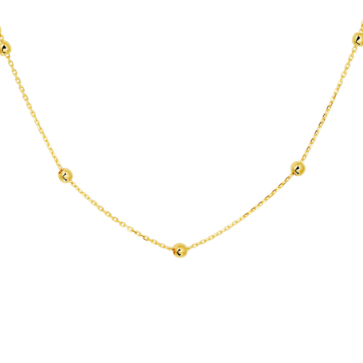 Fantasy Collection Collier anker en bolletjes 1,0 mm 42 - 44 - 46 cm 14K geelgoud