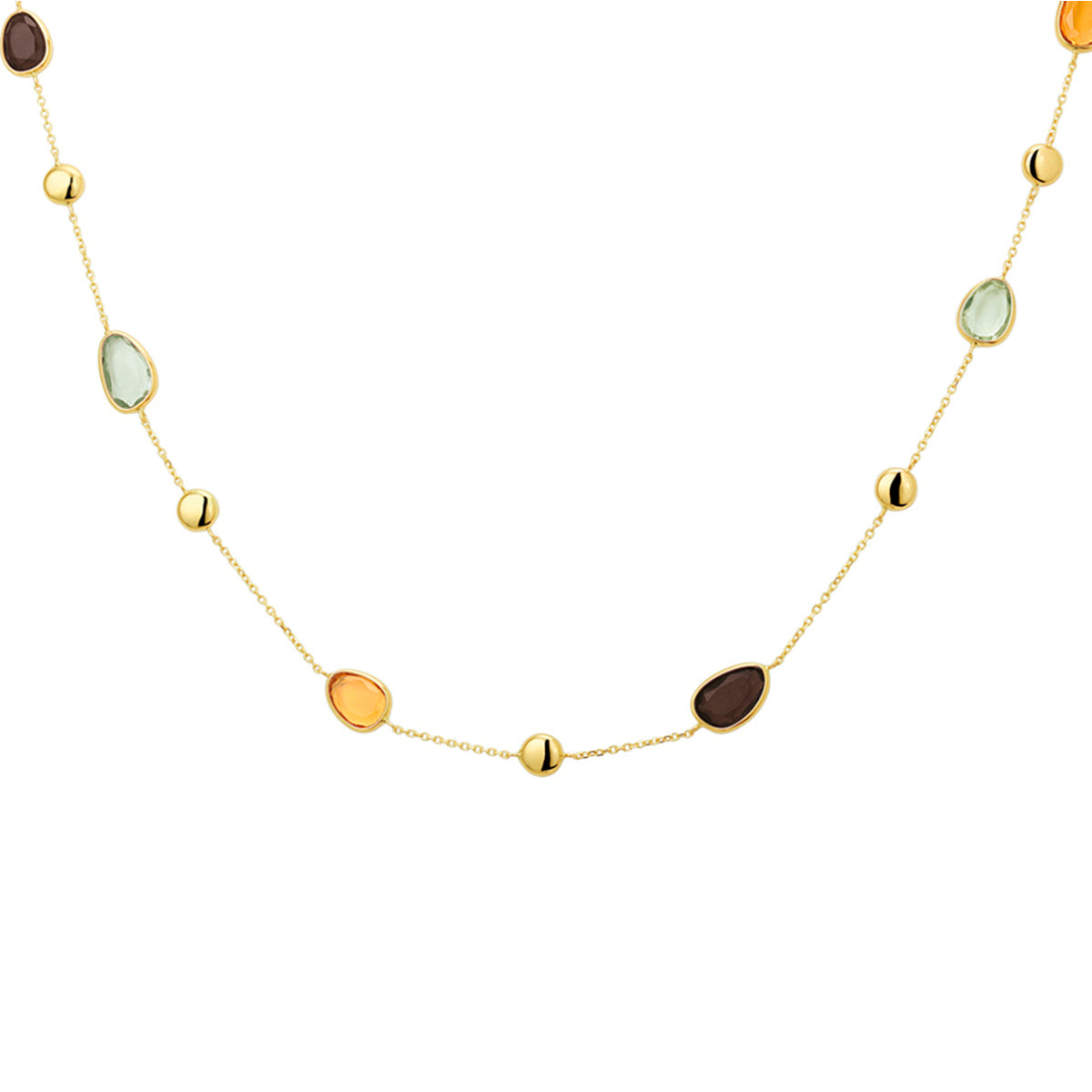 Fantasy Collection Collier rookkwarts, citrien en amethist 42 - 45 - 48 cm 14K geelgoud