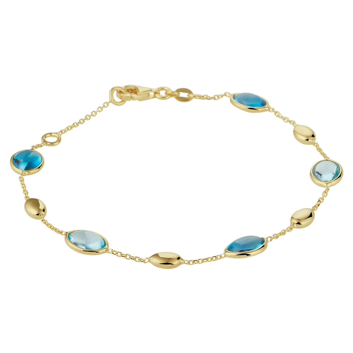Fantasy Collection Armband london blue en blauw topaas 17 - 19 cm 14K geelgoud