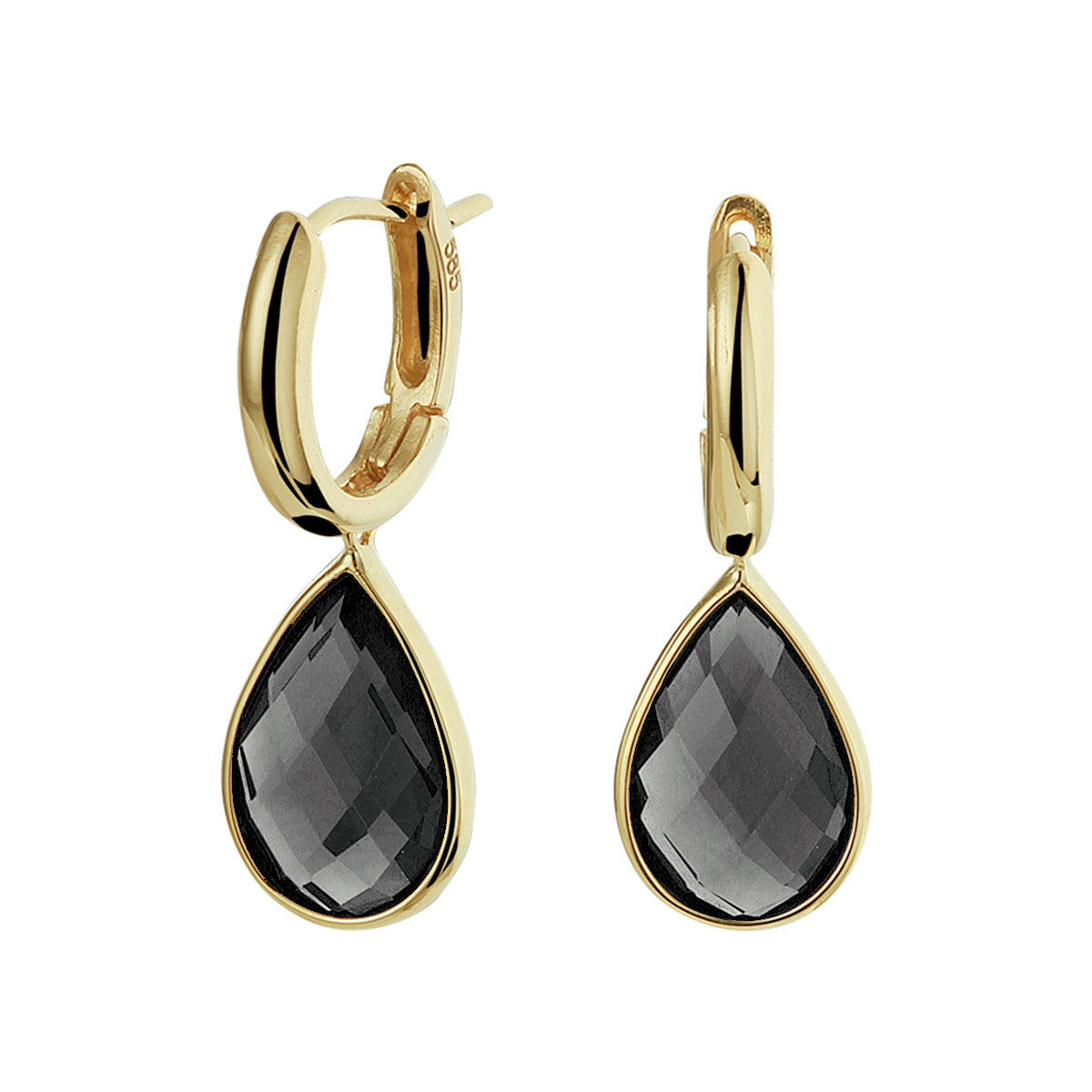 Fantasy Collection Oorbellen onyx 26 mm 14K geelgoud