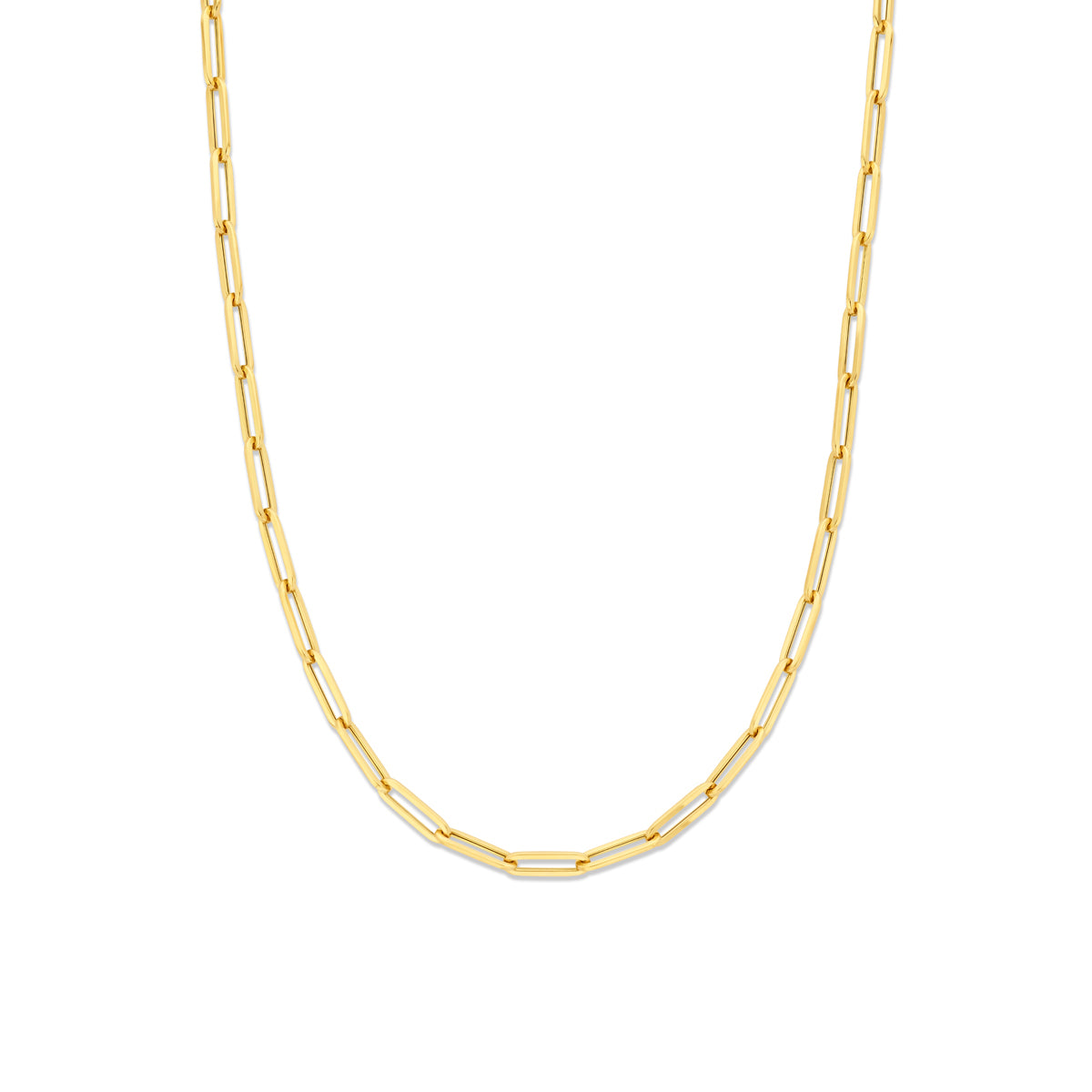Fantasy Collection Collier paperclip vierkante buis 4,5 mm 45 cm 14K geelgoud