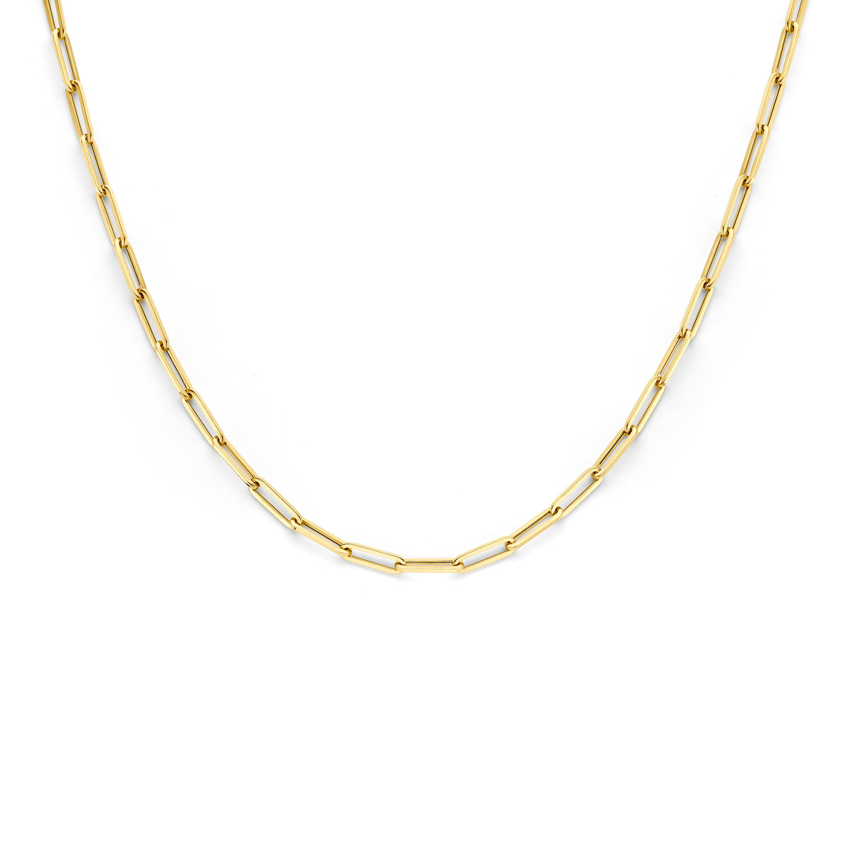 Fantasy Collection Collier paperclip vierkante buis 3,0 mm 14K geelgoud