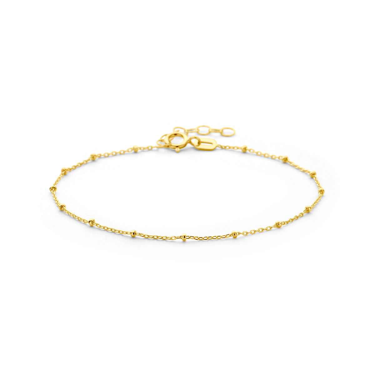 Fantasy Collection Armband bolletjes 1,3 mm 16 + 2 cm 14K geelgoud