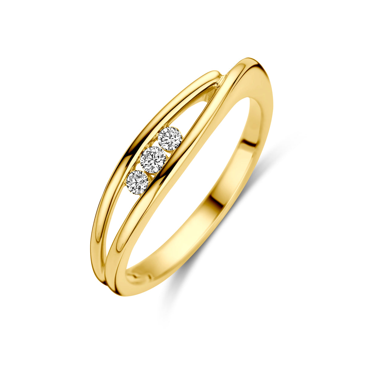 Fantasy Collection Ring trilogie diamant 0.10ct h si 14K geelgoud