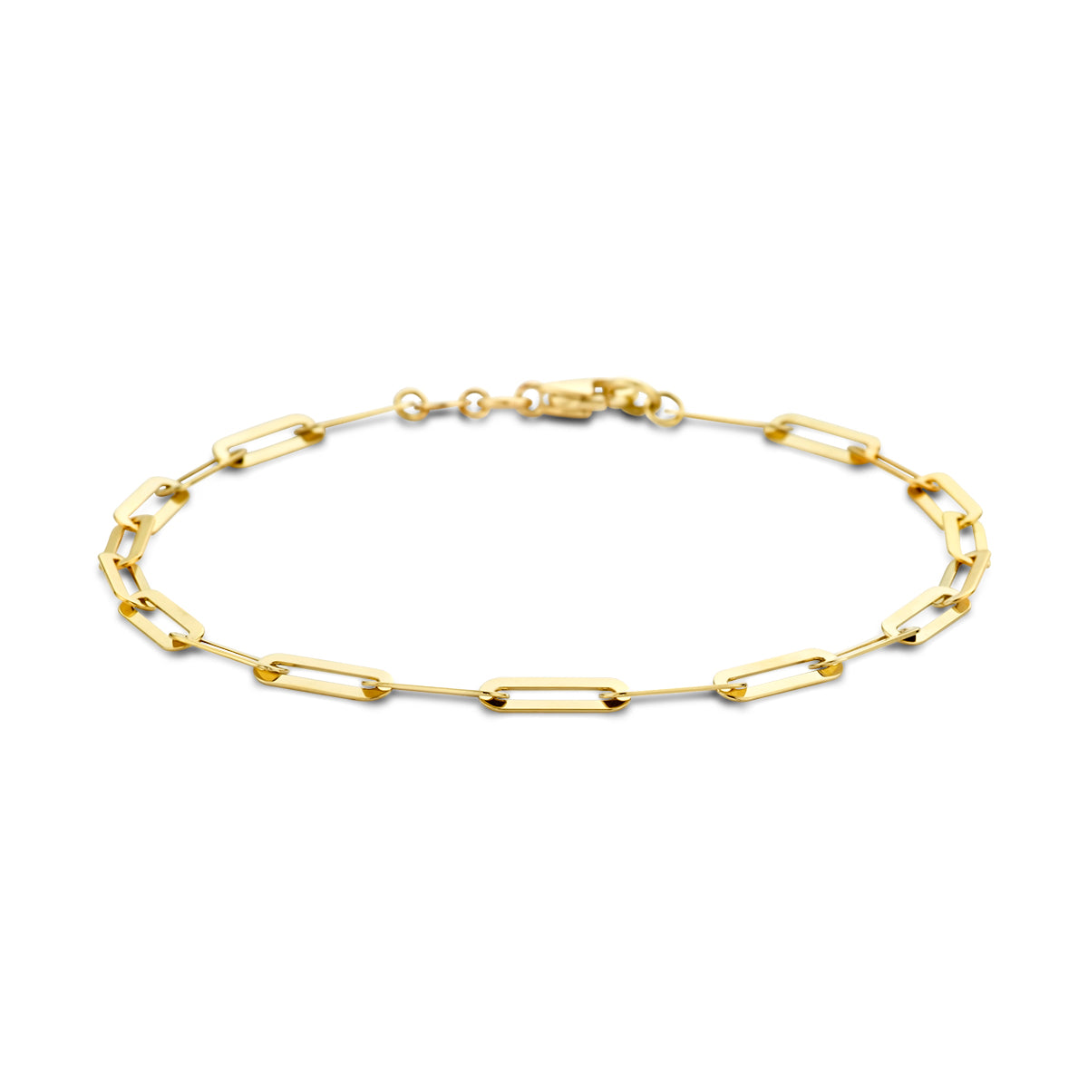 Fantasy Collection Armband paperclip plat 19 cm 14K geelgoud