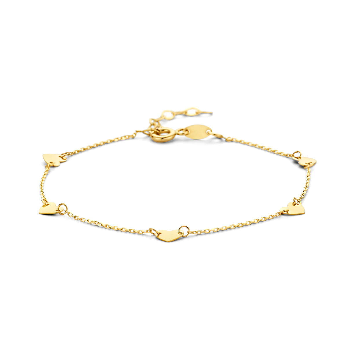 Fantasy Collection Armband hartjes 16,5 + 2 cm 14K geelgoud