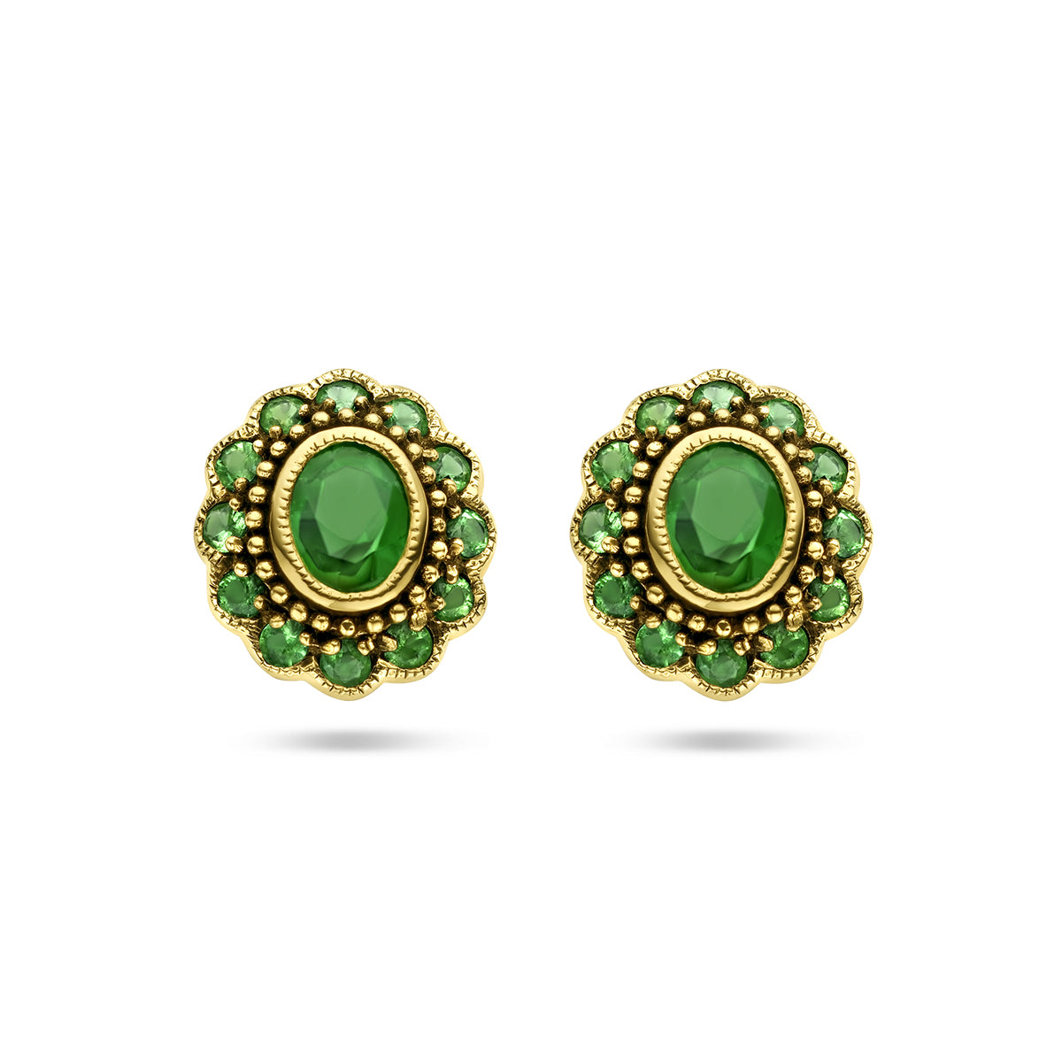 Fantasy Collection Oorbellen smaragd 14K geelgoud