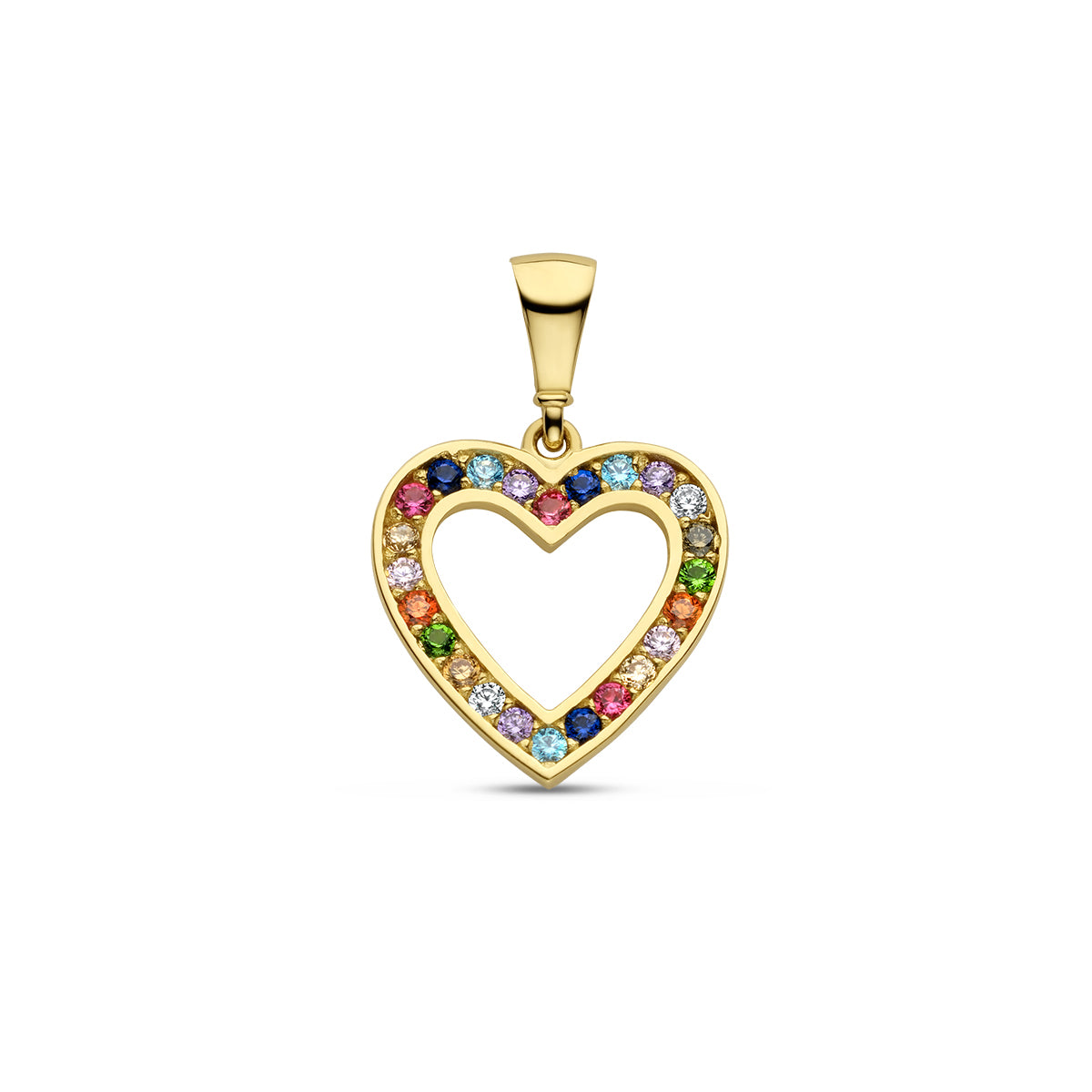 Fantasy Collection Hanger hart regenboog zirkonia 14K geelgoud