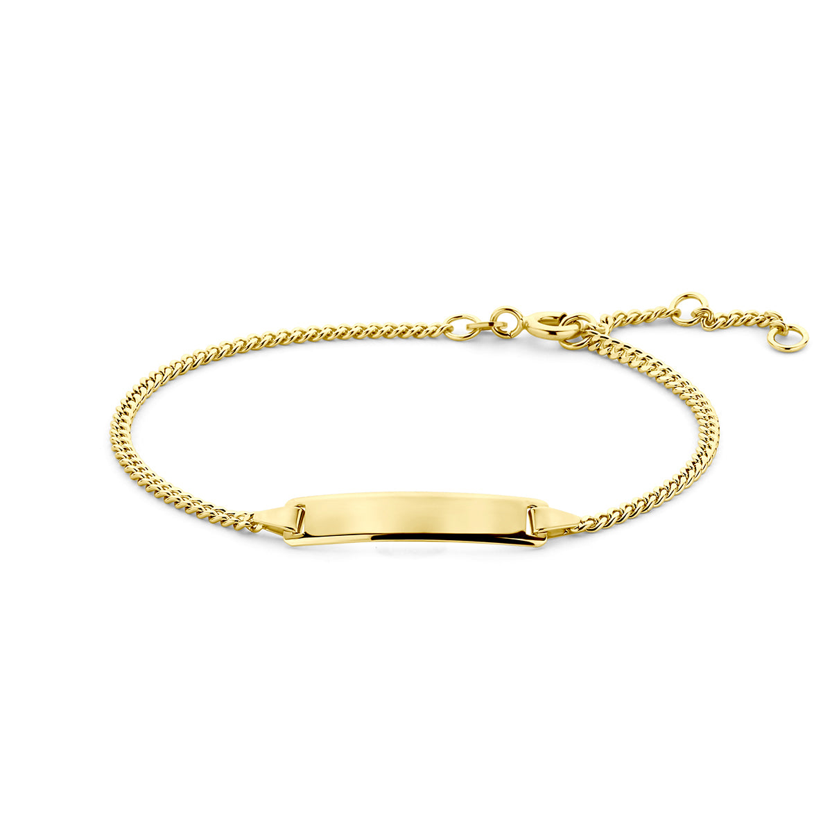 Fantasy Collection Graveerarmband gourmette plaat 5,0 mm 16 - 17,5 - 19 cm 14K geelgoud