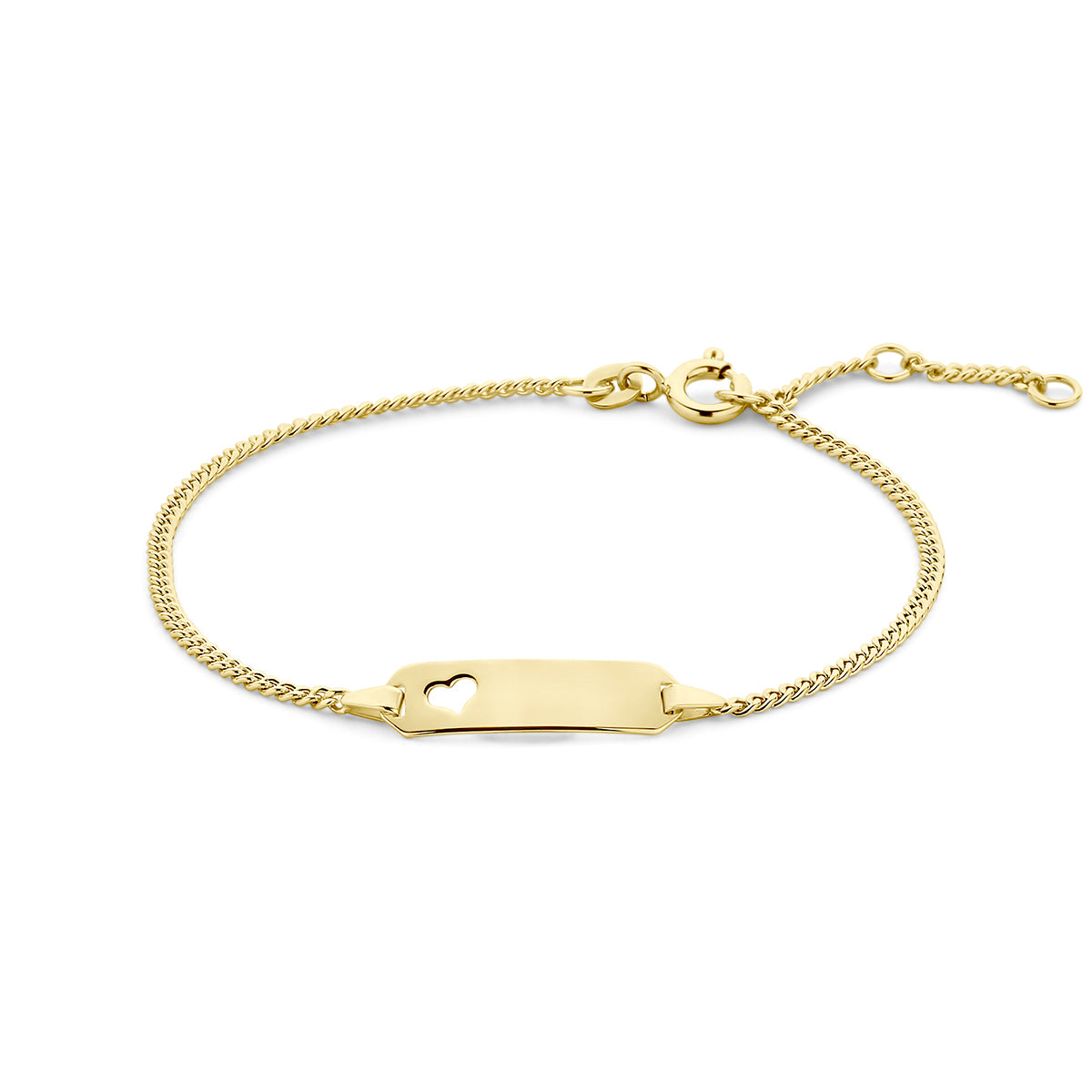 Fantasy Collection Graveerarmband hart gourmette plaat 5,3 mm 16 - 17.5 - 19 cm 14K geelgoud
