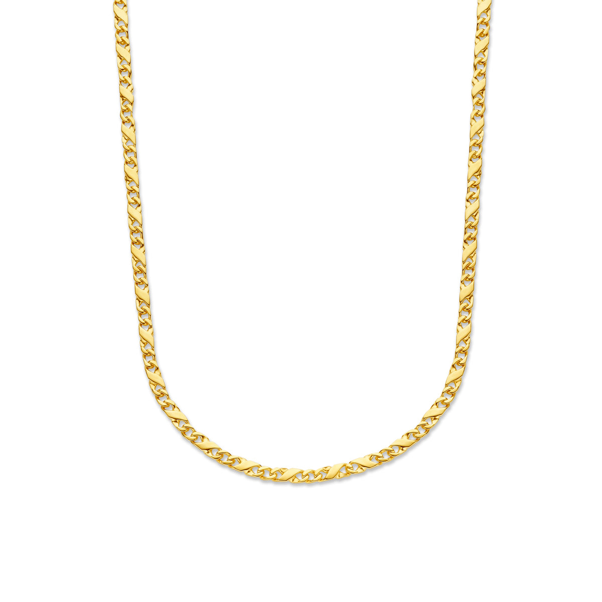 Fantasy Collection Collier gourmette met tussenstuk 4 zijdes geslepen 3,1 mm 14K geelgoud