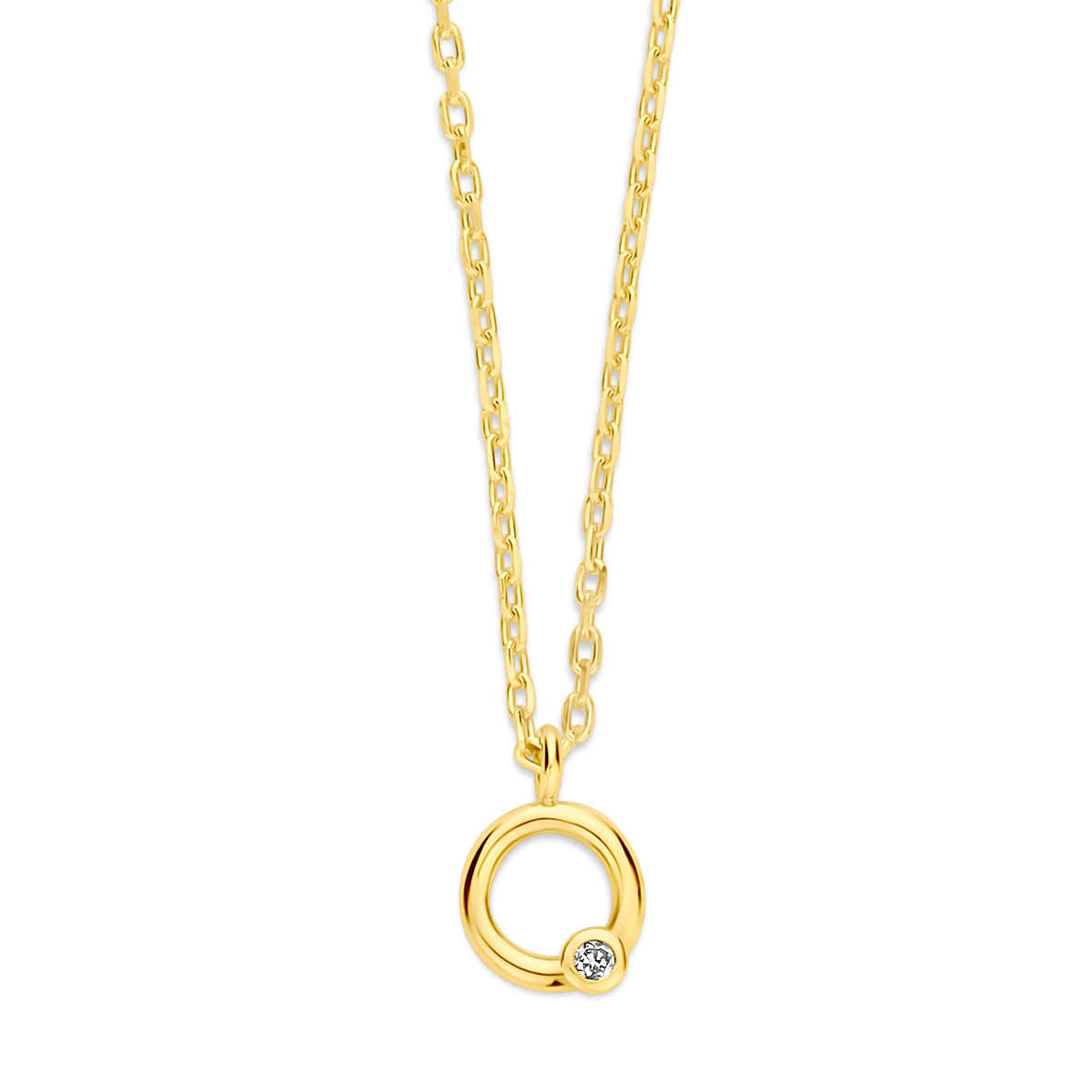 Fantasy Collection Collier cirkel en diamant 0.01ct h si 43 - 45 cm 14K geelgoud