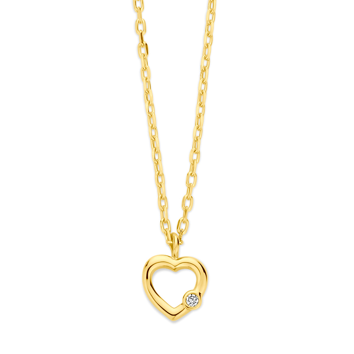 Fantasy Collection Collier hart en diamant 0.01ct h si 41 - 43 cm 14K geelgoud