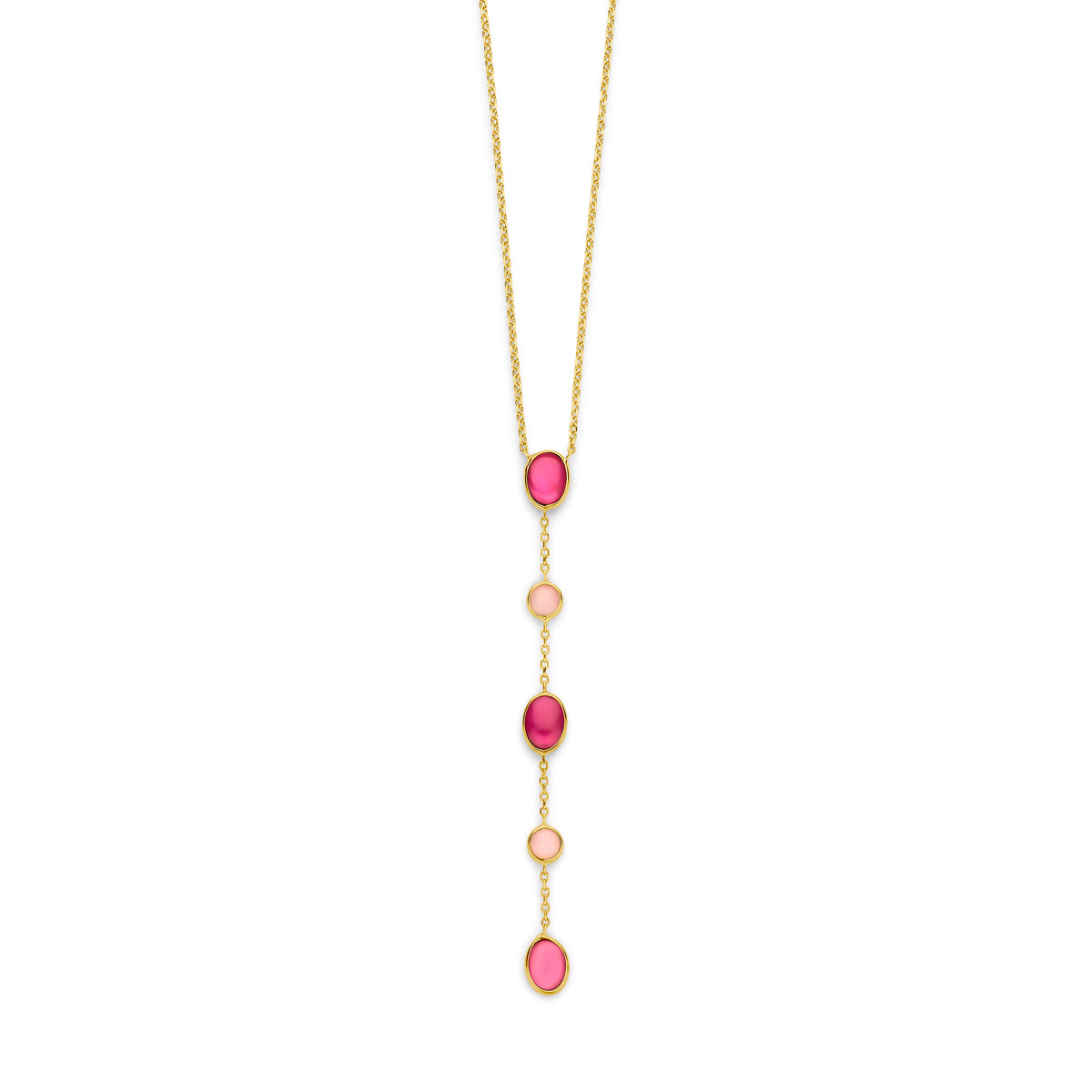 Fantasy Collection Collier roze opaal en robijn 45 - 47 cm 14K geelgoud