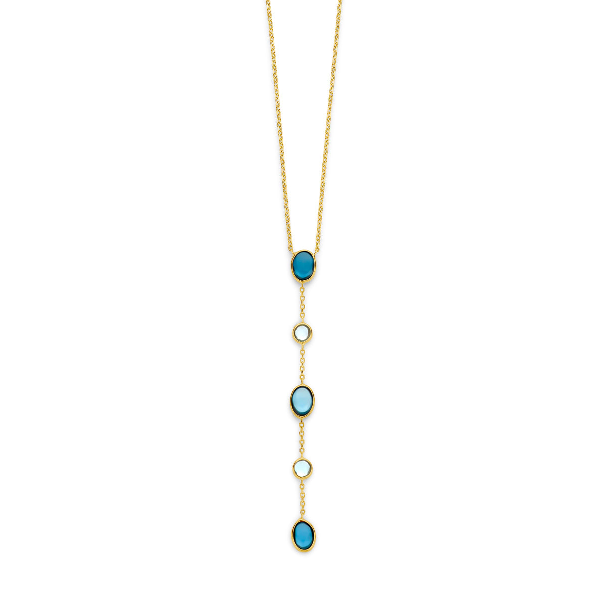 Fantasy Collection Collier london blue en blauw topaas 45 - 47 cm 14K geelgoud