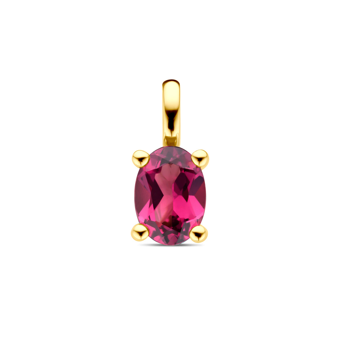 Fantasy Collection Hanger roze rhodoliet 12 mm 14K geelgoud