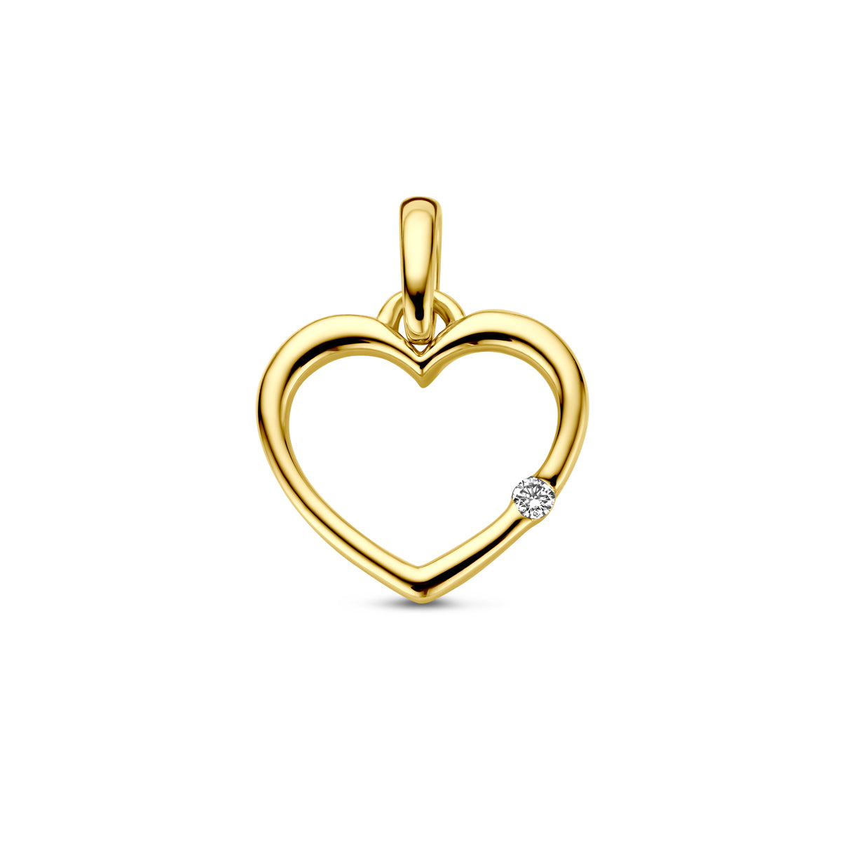 Fantasy Collection Hanger hart en diamant 0.01ct h p1 14K geelgoud