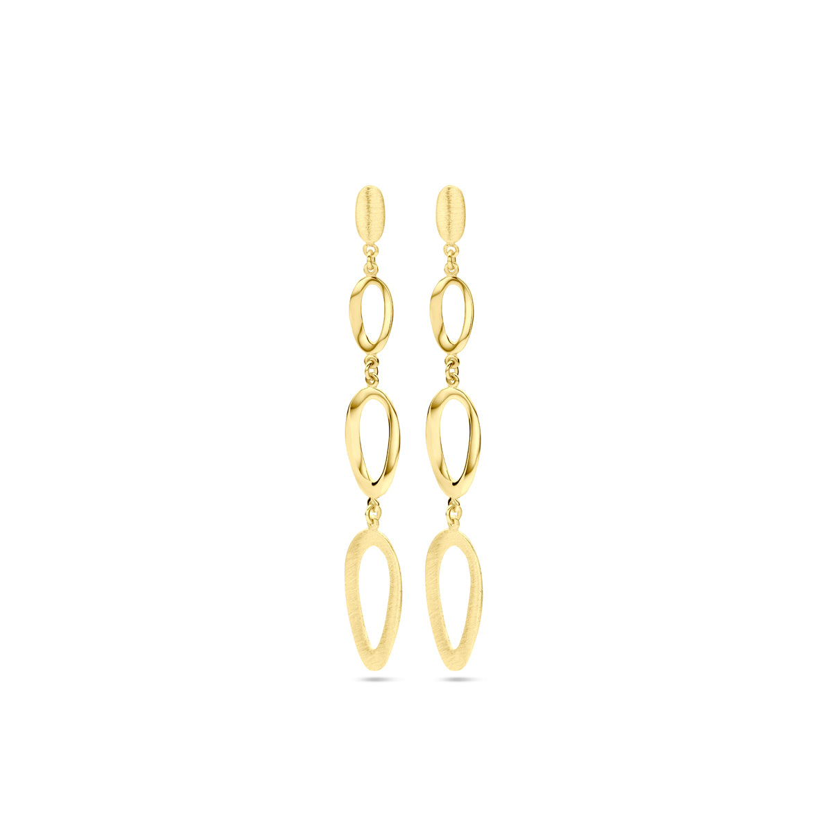 Fantasy Collection Hangende oorbellen poli/mat 14K geelgoud